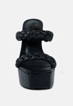 PIN-UP Black Braided High Heel Sandals -Rag & Co Shop PIN UPBlackBraidedHighHeelSandals RCSH3034 Black 3