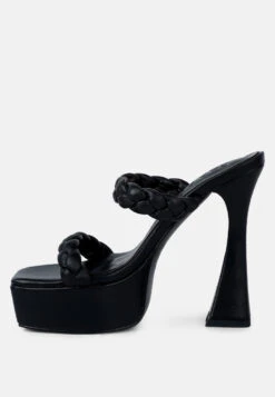PIN-UP Black Braided High Heel Sandals -Rag & Co Shop PIN UPBlackBraidedHighHeelSandals RCSH3034 Black 4