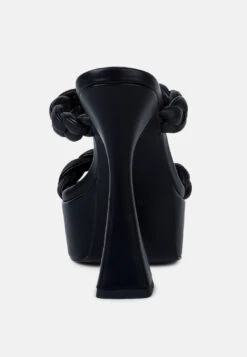 PIN-UP Black Braided High Heel Sandals -Rag & Co Shop PIN UPBlackBraidedHighHeelSandals RCSH3034 Black 6