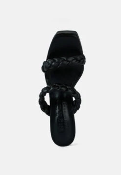 PIN-UP Black Braided High Heel Sandals -Rag & Co Shop PIN UPBlackBraidedHighHeelSandals RCSH3034 Black 8