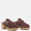PRUNUS Brown Buckled Suede Round Toe Mule Clogs -Rag & Co Shop PRUNUSBrownBuckledSuedeRoundToeMuleClogs RCSH2784 Brown 9