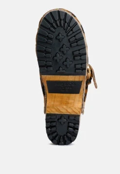 PRUNUS Leopard Buckled Suede Round Toe Mule Clogs -Rag & Co Shop PRUNUSLeopardBuckledSuedeRoundToeMuleClogs RCSH2784 Leopard 5