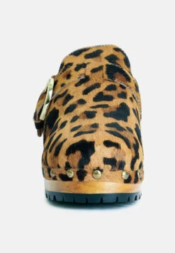 PRUNUS Leopard Buckled Suede Round Toe Mule Clogs -Rag & Co Shop PRUNUSLeopardBuckledSuedeRoundToeMuleClogs RCSH2784 Leopard 8