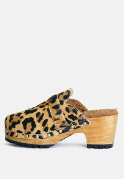 PRUNUS Leopard Buckled Suede Round Toe Mule Clogs -Rag & Co Shop PRUNUSLeopardBuckledSuedeRoundToeMuleClogs RCSH2784 Leopard 9