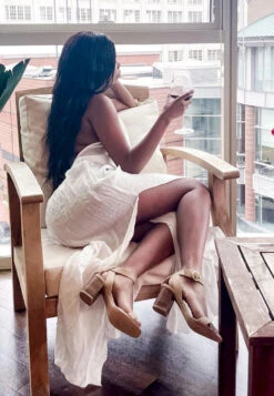 DOLPH Stack Block Heeled Sandal In Nude -Rag & Co Shop RCSH2476