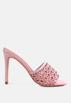 TEASE Pink Woven Stiletto Slides -Rag & Co Shop RCSH2909 PINK 1