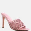 TEASE Pink Woven Stiletto Slides -Rag & Co Shop RCSH2909 PINK 2