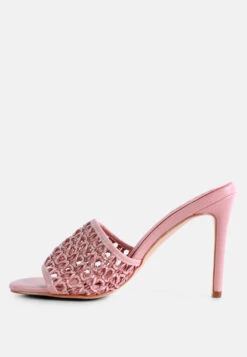 TEASE Pink Woven Stiletto Slides -Rag & Co Shop RCSH2909 PINK 4