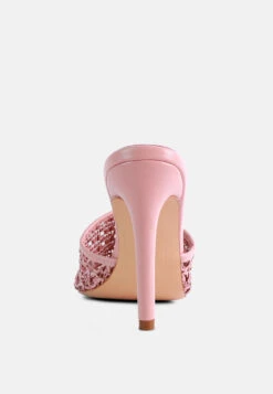 TEASE Pink Woven Stiletto Slides -Rag & Co Shop RCSH2909 PINK 6