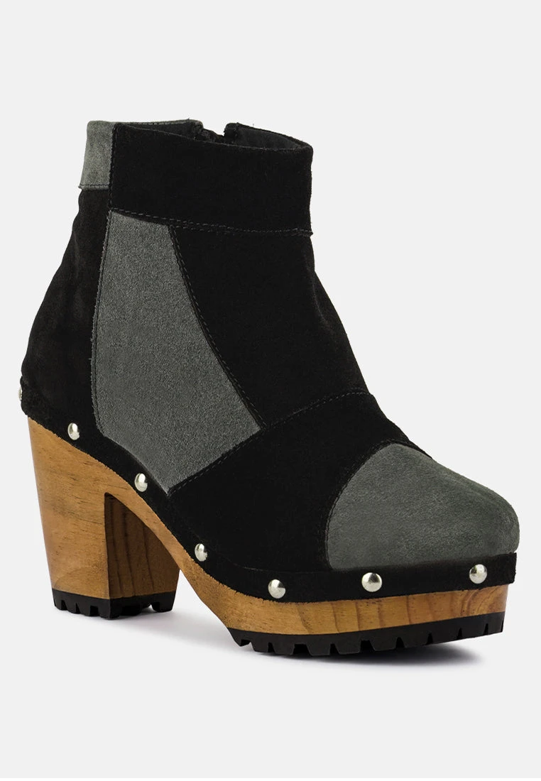 HURON Grey Fine Suede Patchwork Ankle Boots 3 HURON Grey Fine Suede Patchwork Ankle Boots