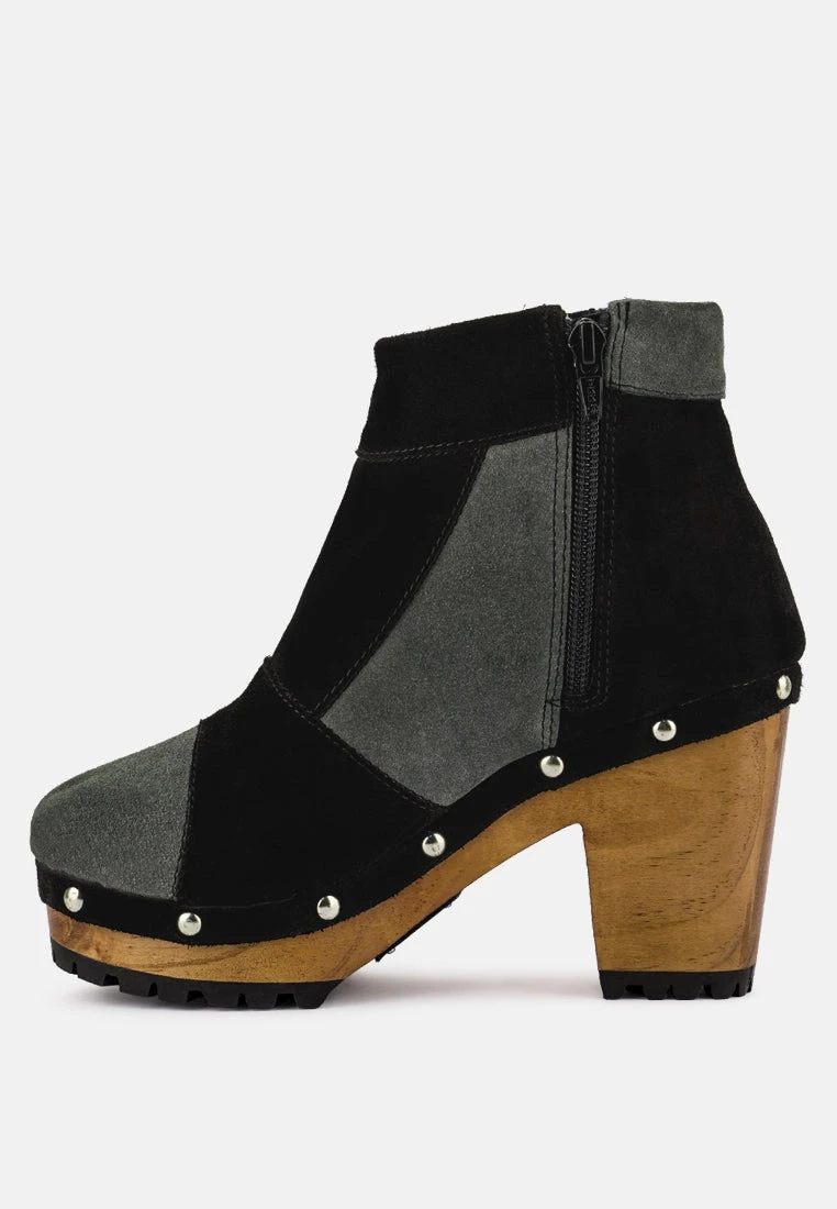 HURON Grey Fine Suede Patchwork Ankle Boots 6 HURON Grey Fine Suede Patchwork Ankle Boots - Image 4
