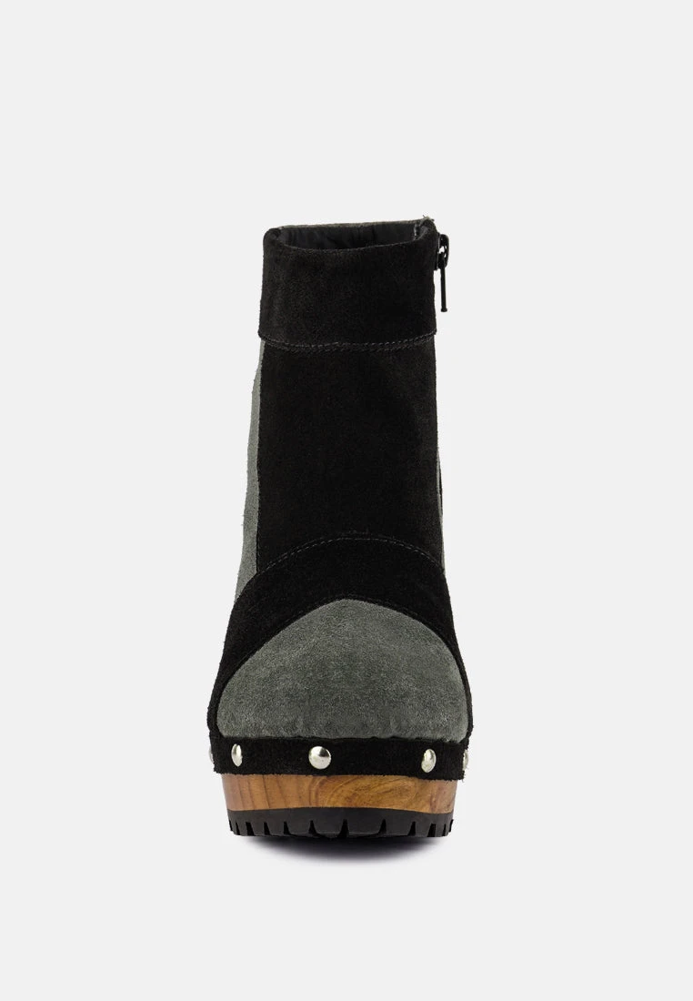 HURON Grey Fine Suede Patchwork Ankle Boots 5 HURON Grey Fine Suede Patchwork Ankle Boots - Image 3