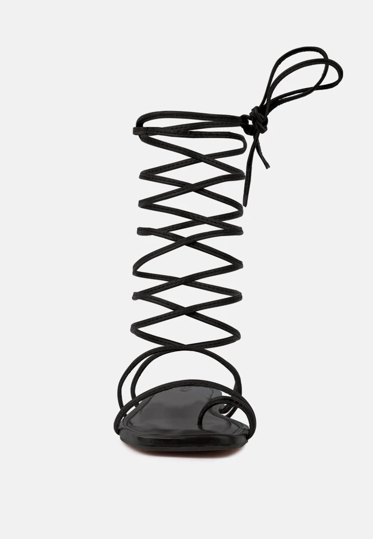 AMATHA Black Essential Toe Ring Summer Leather Flats 5 AMATHA Black Essential Toe Ring Summer Leather Flats - Image 3