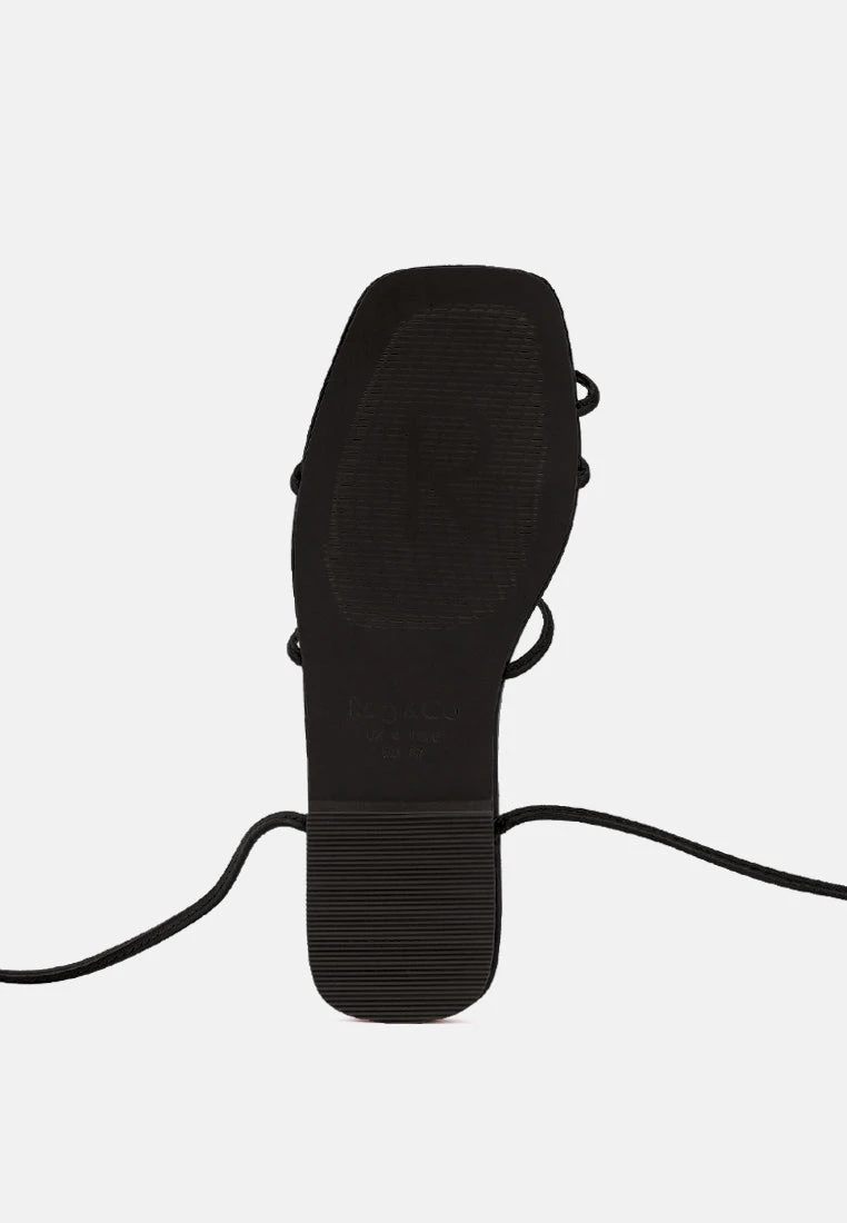 AMATHA Black Essential Toe Ring Summer Leather Flats 9 AMATHA Black Essential Toe Ring Summer Leather Flats - Image 7