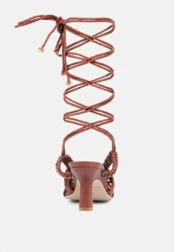 BEROE Mocca Braided Handcrafted Lace Up Sandal -Rag & Co Shop RCSH3120 MOCCA 2