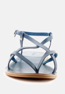 RITA Blue Strappy Flat Leather Sandals -Rag & Co Shop RITABlueStrappyFlatLeatherSandals RCSH1852 Blue 4