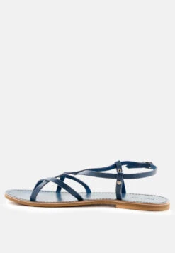RITA Blue Strappy Flat Leather Sandals -Rag & Co Shop RITABlueStrappyFlatLeatherSandals RCSH1852 Blue 5