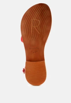 RITA Red Strappy Flat Leather Sandals -Rag & Co Shop RITARedStrappyFlatLeatherSandals RCSH1852 Red 14