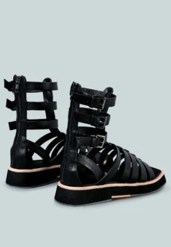ROBBIE Gladiator Square Toe Sandal In Black -Rag & Co Shop ROBBIEGladiatorSquareToeSandalinBlack RCSH2383 Black 4