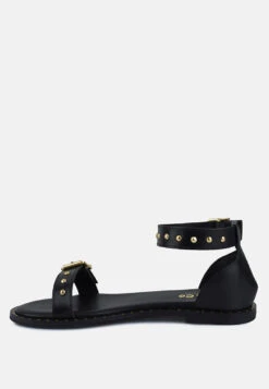 ROSEMARY Buckle Straps Black Flat Sandals -Rag & Co Shop ROSEMARYBuckleStrapsBlackFlatSandals RCSH4094 BLACK 3