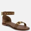 ROSEMARY Buckle Straps Tan Flat Sandals