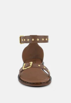 ROSEMARY Buckle Straps Tan Flat Sandals -Rag & Co Shop ROSEMARYBuckleStrapsTanFlatSandals RCSH4094 TAN 3