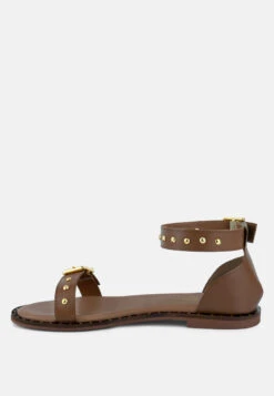 ROSEMARY Buckle Straps Tan Flat Sandals -Rag & Co Shop ROSEMARYBuckleStrapsTanFlatSandals RCSH4094 TAN 4