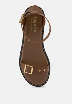 ROSEMARY Buckle Straps Tan Flat Sandals -Rag & Co Shop ROSEMARYBuckleStrapsTanFlatSandals RCSH4094 TAN 7