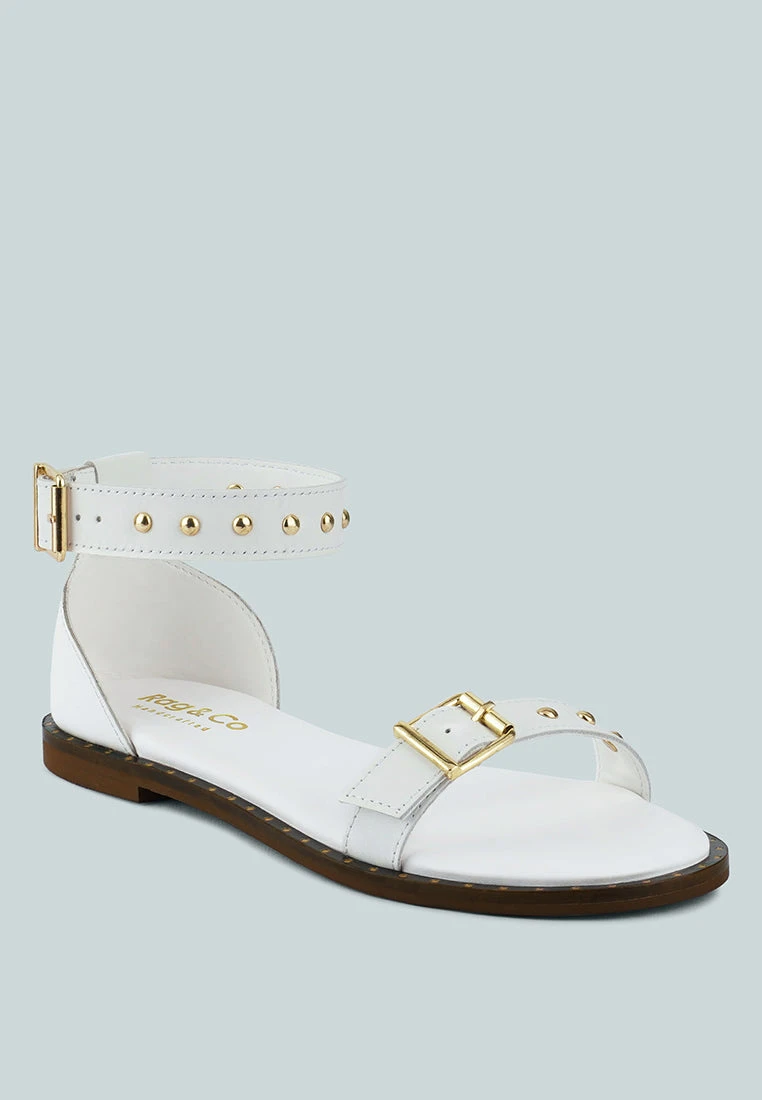 ROSEMARY Buckle Straps White Flat Sandals 3 ROSEMARY Buckle Straps White Flat Sandals