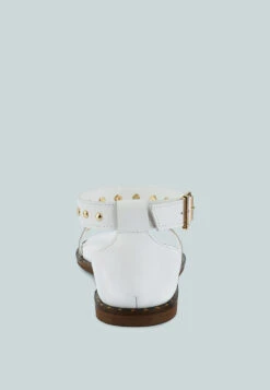 ROSEMARY Buckle Straps White Flat Sandals 13 ROSEMARY Buckle Straps White Flat Sandals -Rag & Co Shop ROSEMARYBuckleStrapsWhiteFlatSandals RCSH4094 White 3