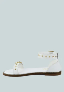 ROSEMARY Buckle Straps White Flat Sandals 12 ROSEMARY Buckle Straps White Flat Sandals -Rag & Co Shop ROSEMARYBuckleStrapsWhiteFlatSandals RCSH4094 White 5