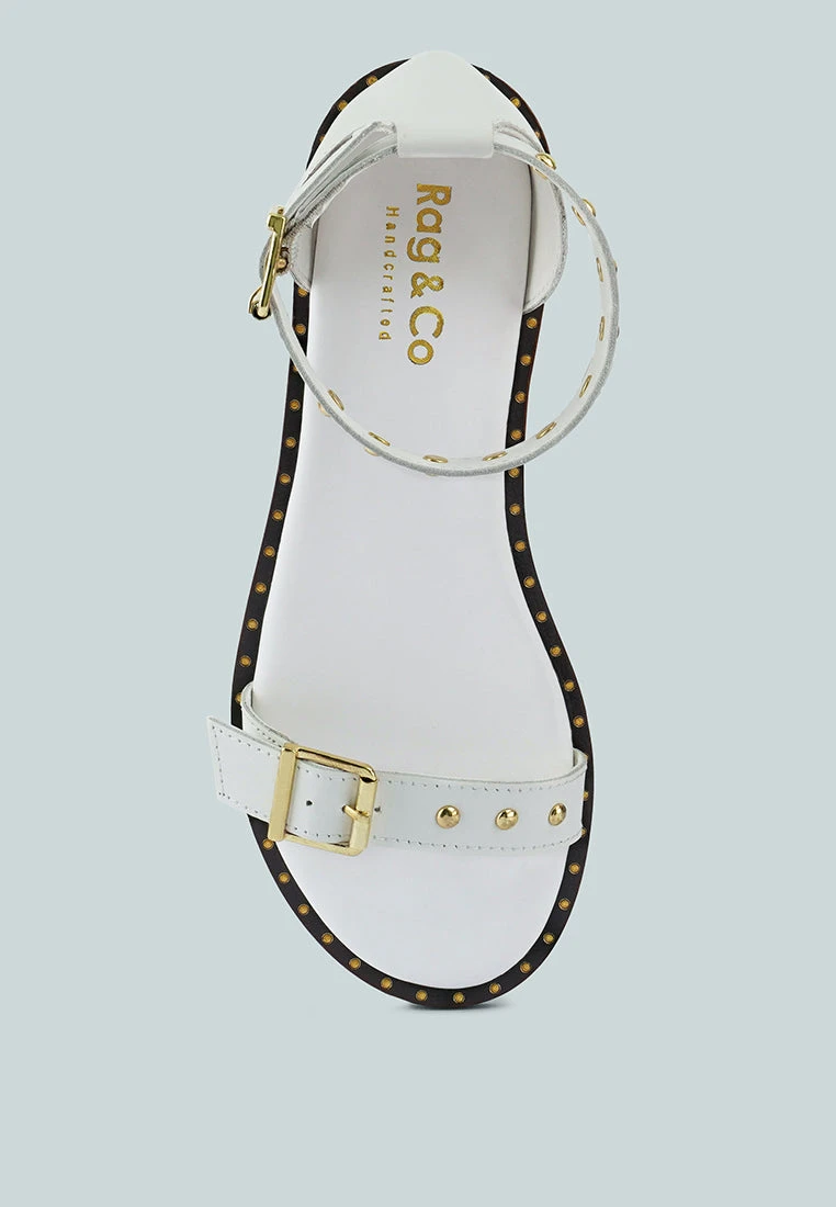 ROSEMARY Buckle Straps White Flat Sandals 8 ROSEMARY Buckle Straps White Flat Sandals - Image 6