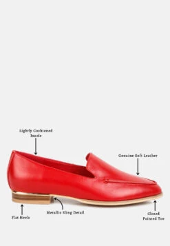 RICHELLI Metallic Sling Detail Loafers In Red -Rag & Co Shop RichellimetalicslingdetailloafersRCSH4053Red 10