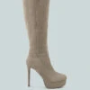 SALDANA Convertible Suede Leather Taupe High Boots