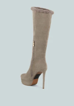 SALDANA Convertible Suede Leather Taupe High Boots -Rag & Co Shop SALDANAConvertibleSuedeLeatherHighBoots RCSH3965 taupe 9