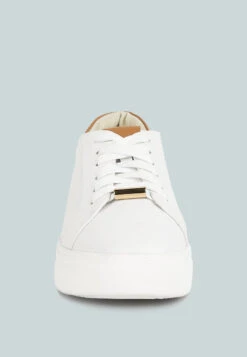SCHICK Lace Up Leather Sneakers In Tan -Rag & Co Shop SCHICKLaceUpLeatherSneakersinWhiteTanRCSH4203White Tan 4