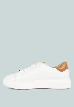 SCHICK Lace Up Leather Sneakers In Tan -Rag & Co Shop SCHICKLaceUpLeatherSneakersinWhiteTanRCSH4203White Tan 5