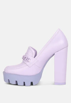 CORINNE Lilac Chain Embellished Chunky Loafers -Rag & Co Shop SH4184Lilac 1
