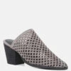SIA Stacked Heel Laser-Cut Mules -Rag & Co Shop SIAStackedHeelLaser CutMules RCSH1873 Grey 3