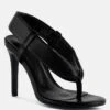 SINGLES Black Stiletto Heel Thong Sandals
