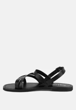SLOANA Black Strappy Flat Sandals -Rag & Co Shop SLOANABlackStrappyFlatSandals RCSH4075 BLACK 5