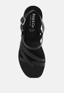 SLOANA Black Strappy Flat Sandals -Rag & Co Shop SLOANABlackStrappyFlatSandals RCSH4075 BLACK 7