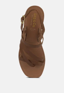 SLOANA Tan Strappy Flat Sandals -Rag & Co Shop SLOANATanStrappyFlatSandals RCSH4075 TAN 8
