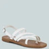 SLOANA White Strappy Flat Sandals