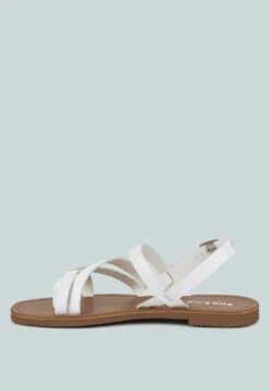 SLOANA White Strappy Flat Sandals -Rag & Co Shop SLOANAWhiteStrappyFlatSandals RCSH4075 WHITE 3