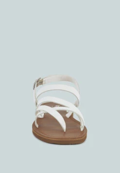 SLOANA White Strappy Flat Sandals -Rag & Co Shop SLOANAWhiteStrappyFlatSandals RCSH4075 WHITE 5