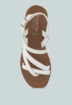 SLOANA White Strappy Flat Sandals -Rag & Co Shop SLOANAWhiteStrappyFlatSandals RCSH4075 WHITE 7