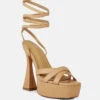 SPLITSOUL Nude Lace Up High Platform Sandal
