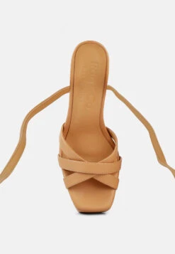 SPLITSOUL Nude Lace Up High Platform Sandal -Rag & Co Shop SPLITSOULNudeLaceUpHighBlockSandal RCSH3035 Nude 8