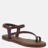 STALLONE Burgundy Braided Flat Sandals -Rag & Co Shop STALLONERedBraidedFlatSandals RCSH4096 RED 2 e99f55cc 7166 4aaf aec2 7a5e9f1ddbb7